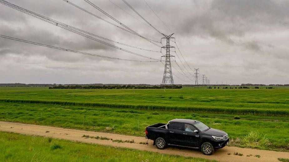 Existing power lines cross the proposed wind farm. File picture from Ausnet.