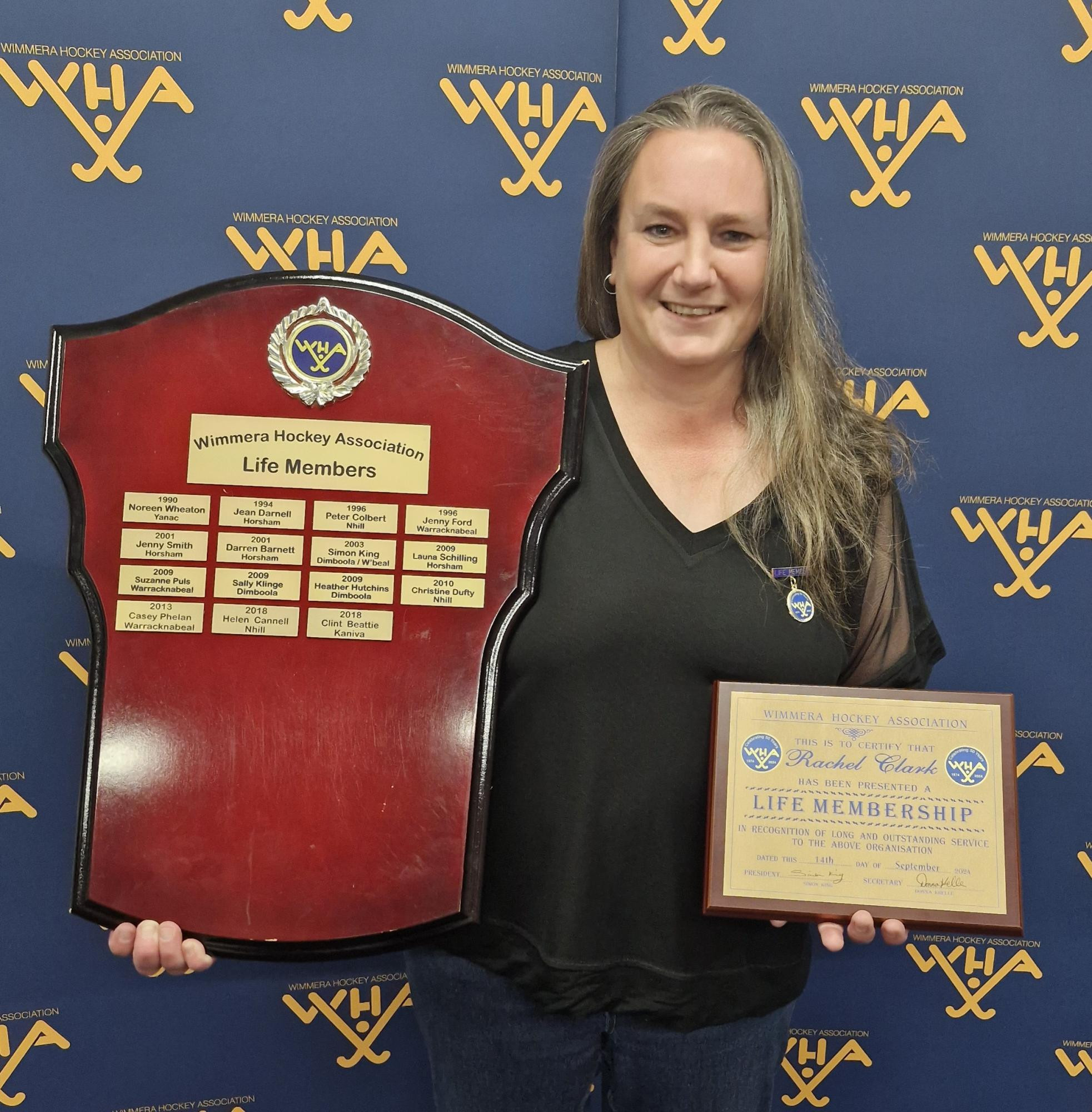 Rachel Clark was bequeathed with a Wimmera Hockey Association life membership. Picture supplied 