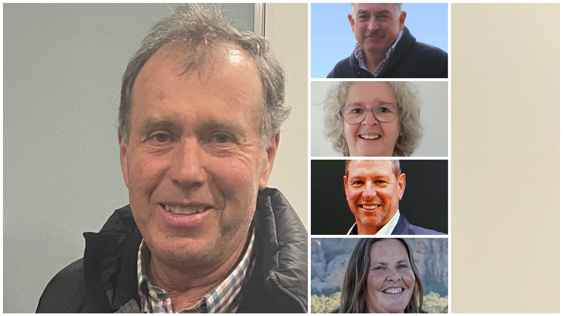 Just one familiar face will return to the Horsham Rural City Council this month. Cr Ian Ross, left, will be joined by Cam McDonald, Angela Munn, Dean O’Loughlin, Rebecca Sluggett, Todd Wilson (not pictured) and Brian Klowss (not pictured). File picture, pictures supplied