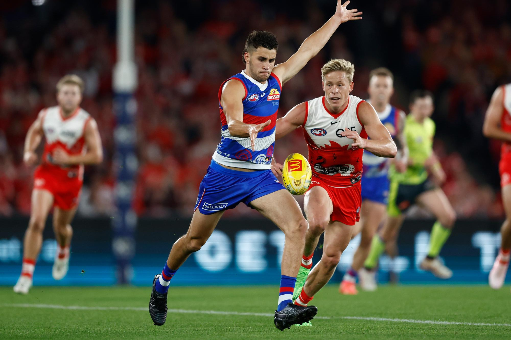 Western Bulldogs young gun, former GWV Rebels player Joel Freijah has won the club's best first year player, the Chris Grant award. Picture by Getty Images