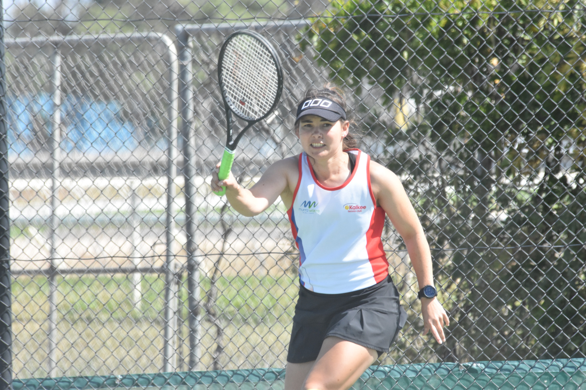 Kalkee’s Meaghan Pohlner hits a return. PHOTO: CHRIS GRAETZ