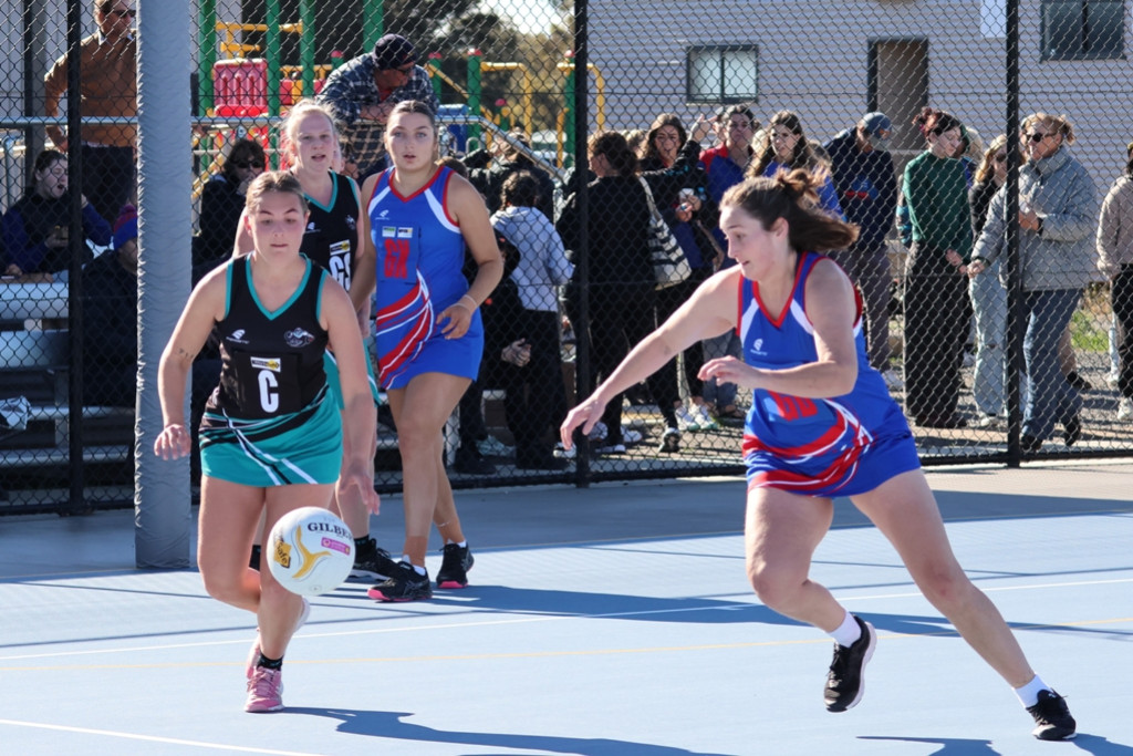 Panthers' Jedda Heard and Baggies Kathryn Boag battle for the ball. PHOTO: TRISH RALPH