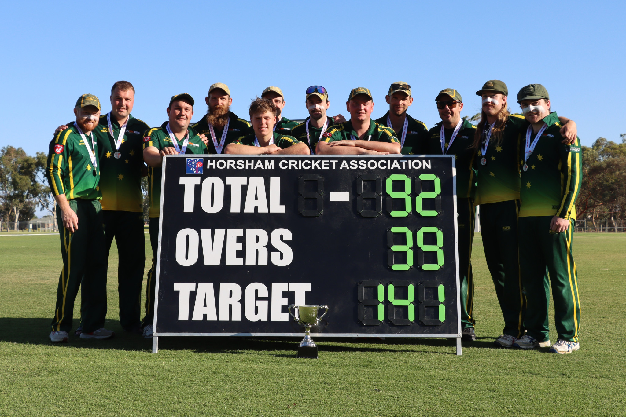 The West Wimmera Warriors celebrate back-to-back. PHOTO: SIMON KING