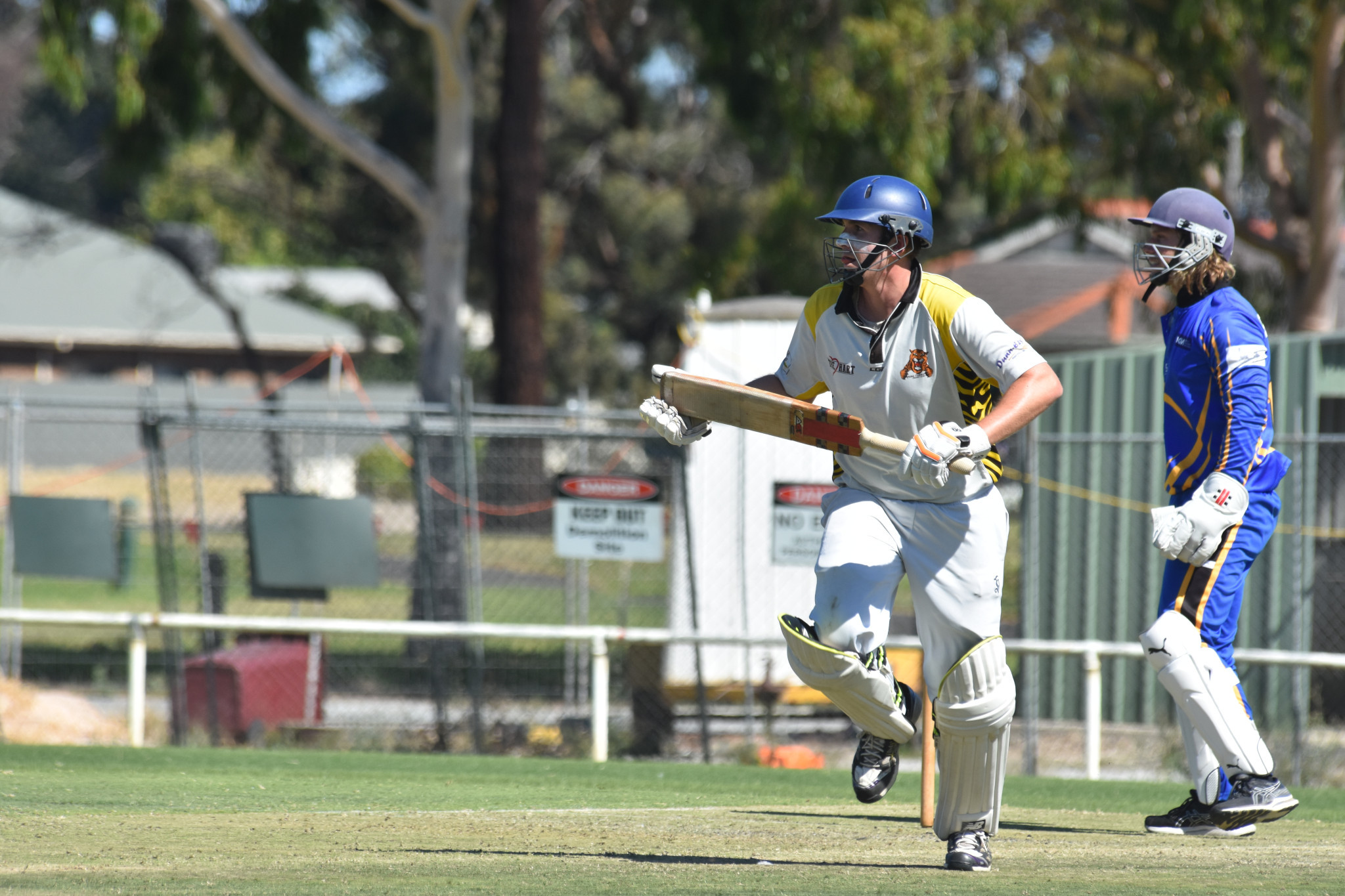 Angus Adams looks for a single for the Tigers against Lubeck Murtoa.