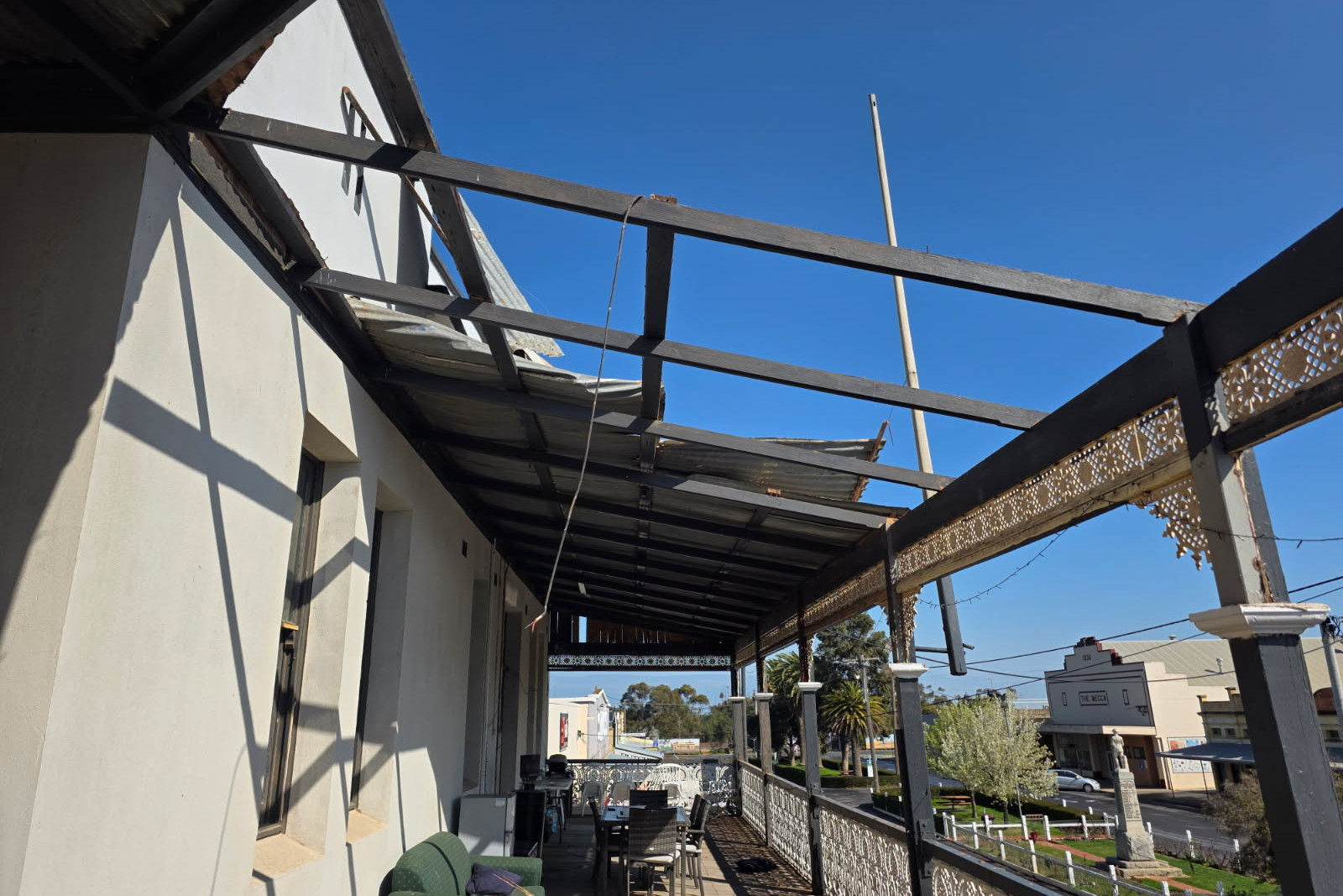 Repairs works are currently on at the Eureka Hotel, following the strong winds that significantly damaged part of the hotel's roof.