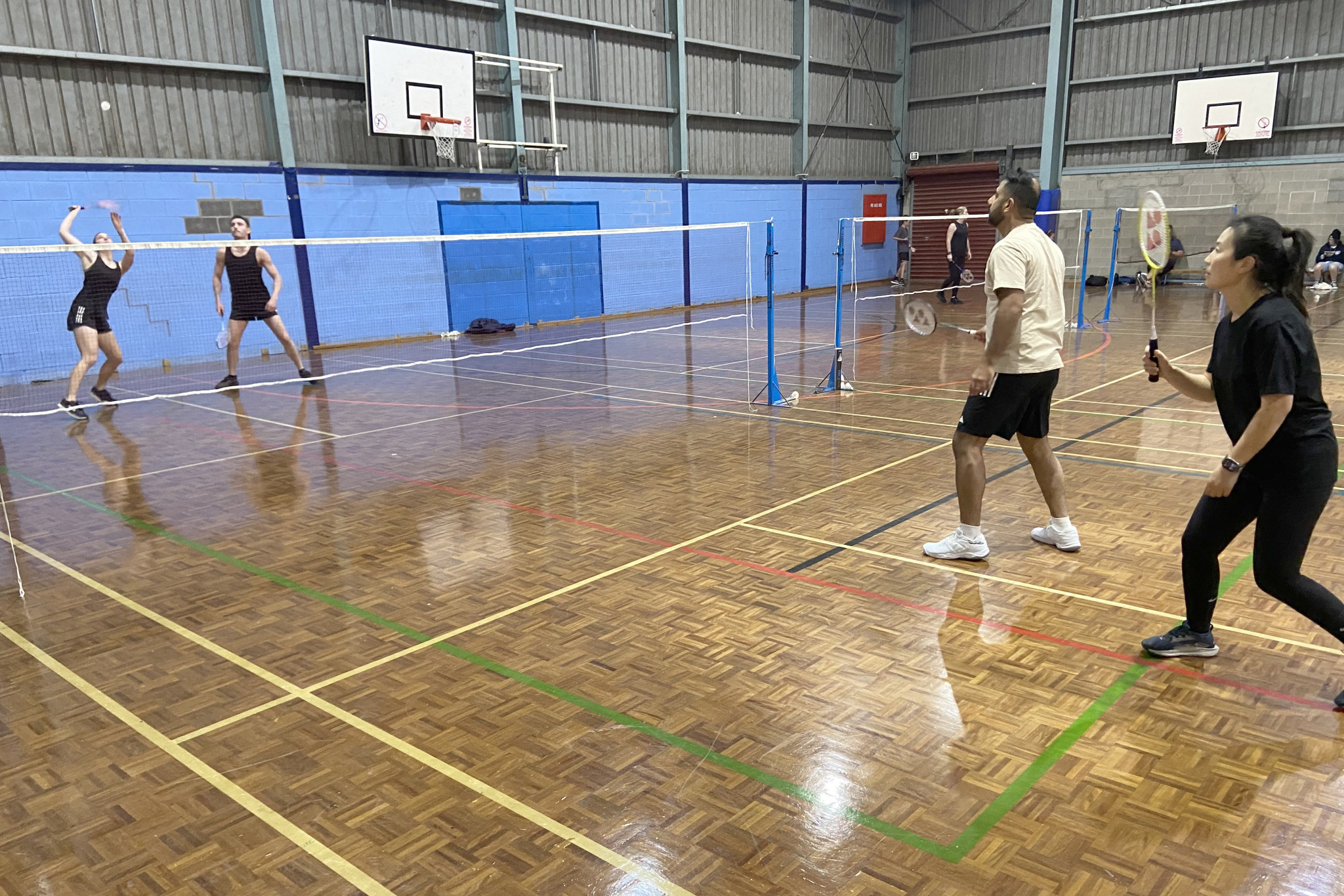 B graders Phoebe Whittaker and Aden Merett in action against Tojo Joseph and Jing Tang.