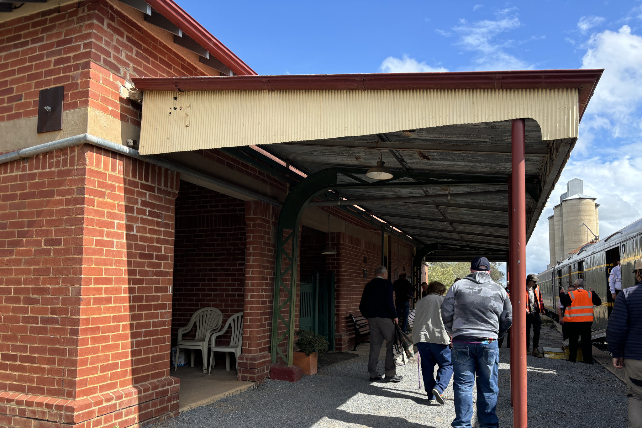 Passengers stopped at Beulah Station on a recent trip by Seymour Railway Heritage Centre. Photo: CAITLIN MENADUE