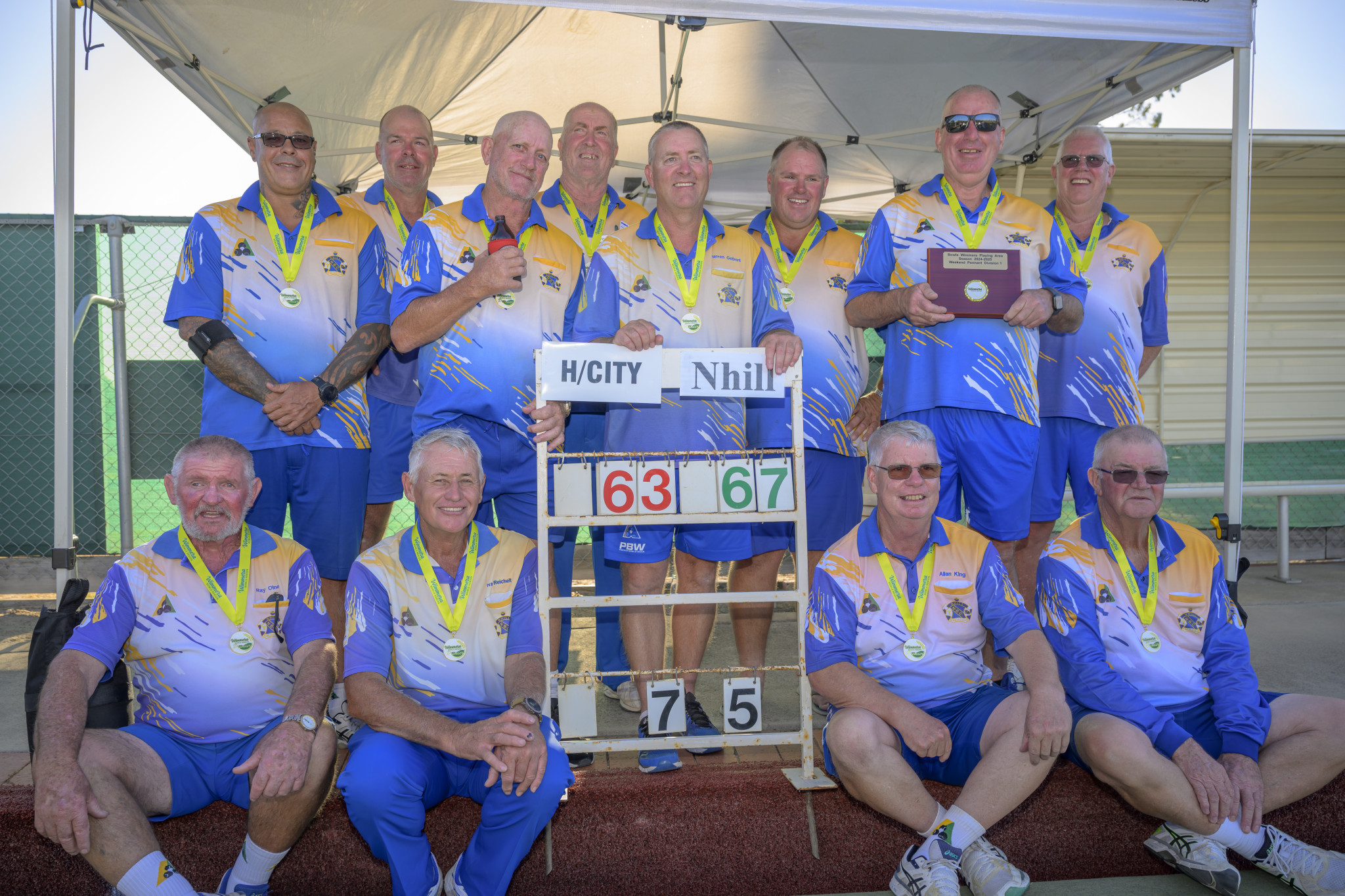 L-R - Back Row: Ryder Byrnes, Greg Ryan, Kevin Jones, Russell Dunlop, Darren Gebert, Brad Blackwood, Terry Robins, Roger Brown. Front Row: Ray Olney Ivan Reichelt, Allan King and Barry Morrison. PHOTO: ROBIN WEBB