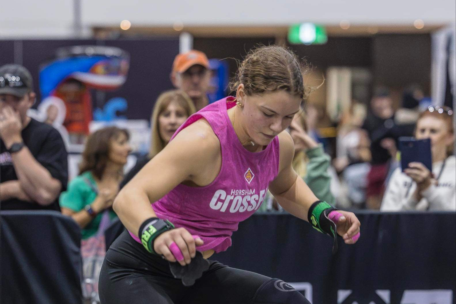 Weir participating in the box jump-over.