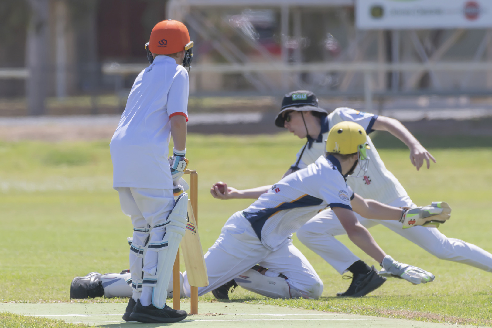 Ouyen's Rory Nihill catches Harry Watson off the bowling of Hunter Brown for a duck. PHOTO: SHANE ROBERTS