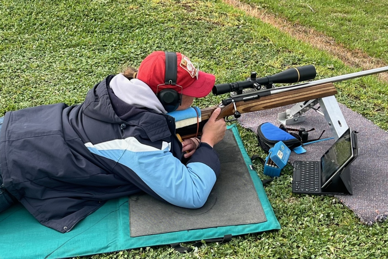 Catherine Sherrifs of Natimuk takes aim at 900 yards.