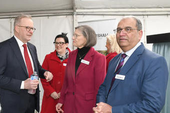 Horsham Rural City Council CEO Sunil Bhalla and mayor Robyn Gulline during the Prime Minister's visit to Horsham in June last year.