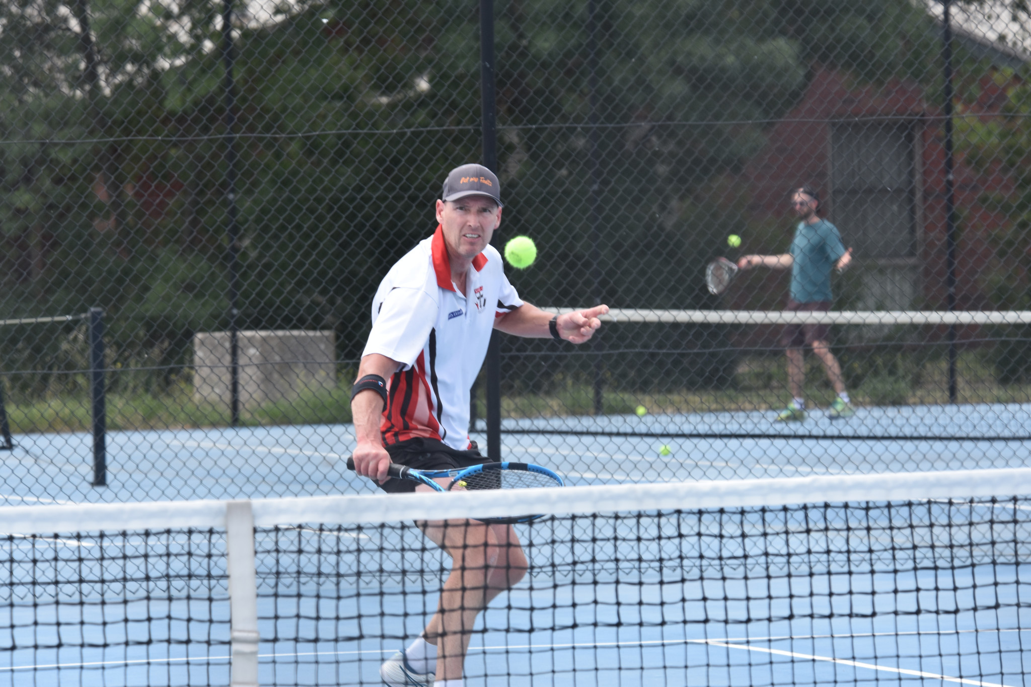 St Michaels' Chris Ellis watches the ball closely.