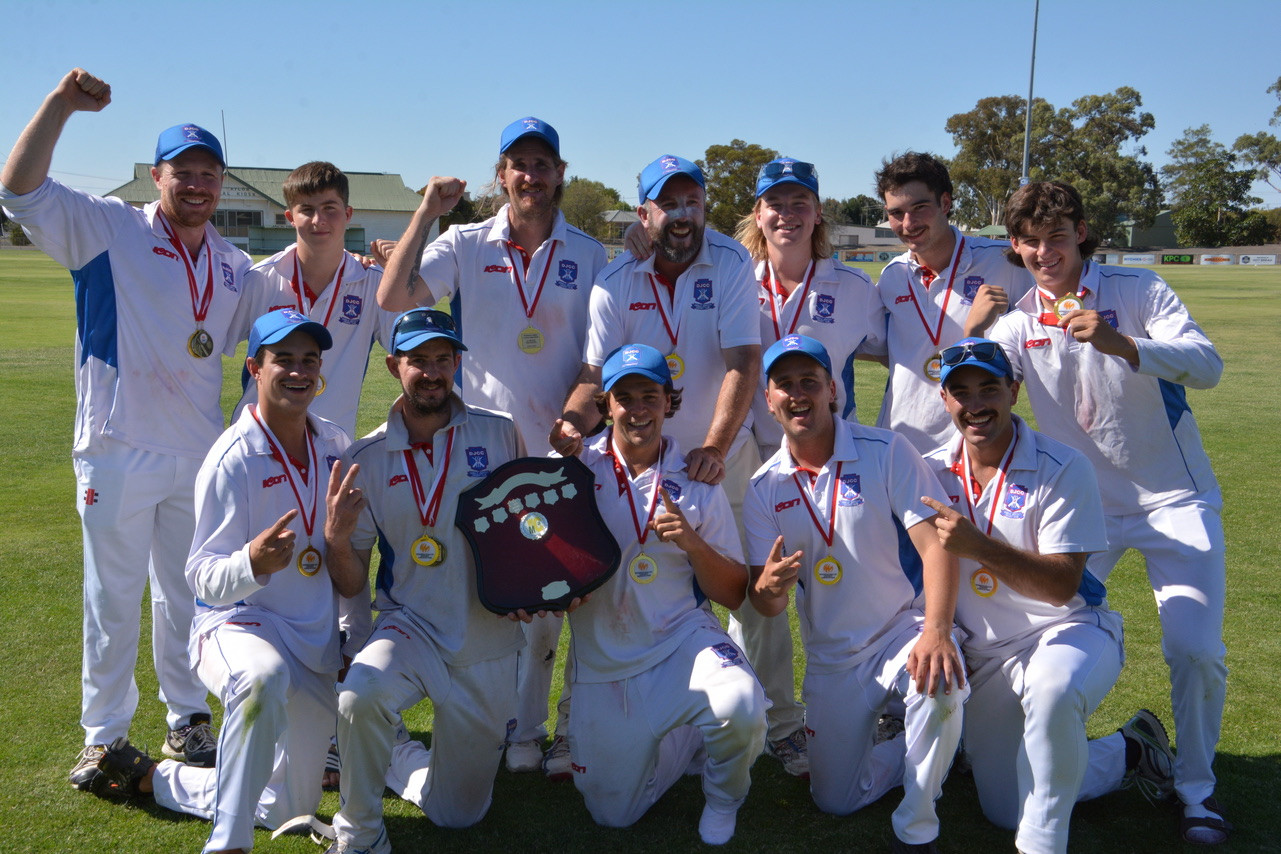 The 2024/2025 premiers: Standing L-R: Eddie Landwehr, Curtis Rice, Nicolas Atkins, Lachlan Jones, Will Noble, Jett Adams, Luca Rice. Front L-R: Aaron Schofield, Dan Atkins, Cooper Anderson (Captain), Ryan Bath, Koby Anderson. PHOTO: DAVID LETTS