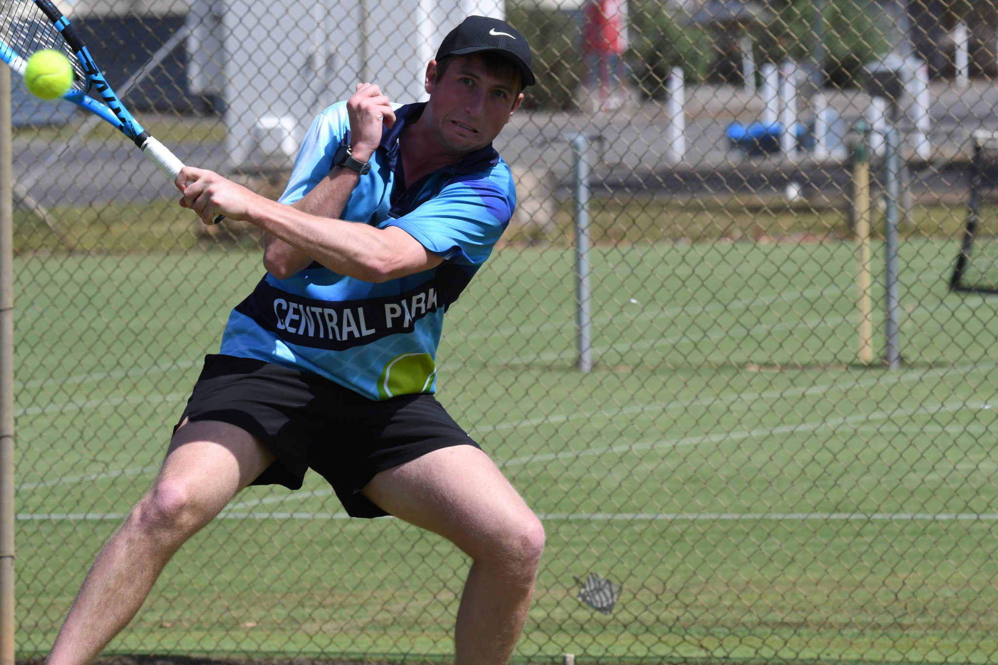 Central Park's Matt Jones returns a ball. PHOTO: CHRIS GRAETZ