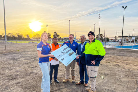 Romi Miller of Horsham Demons FNC, HRCC project manager Mahbubur Rahman, Ash Hopper of Horsham Demons FNC, HRCC CEO Sunil Bhalla and Craig O’Connor of Locks Constructions.