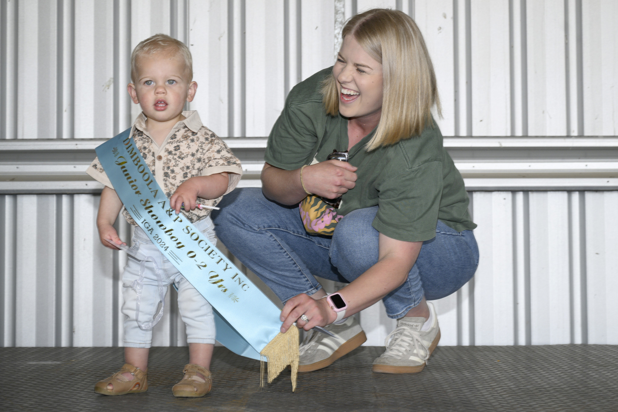 Winner of the boys' 0-2 category Banjo Wilken and his mum Courtney.