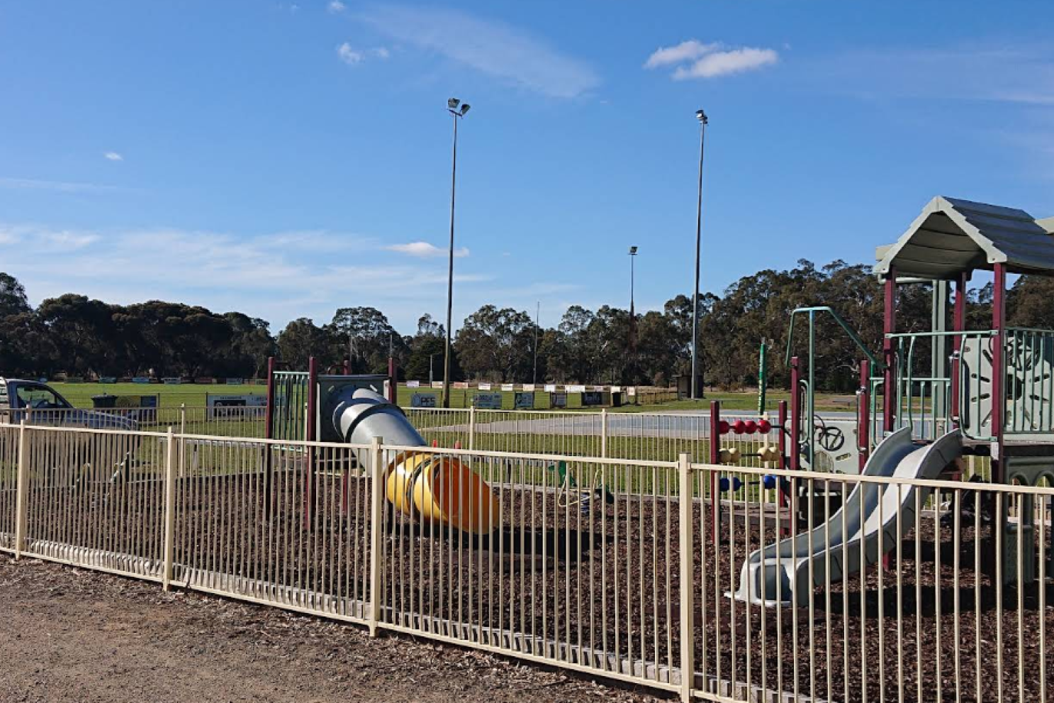 A relatively empty football ground featuring no practice games.