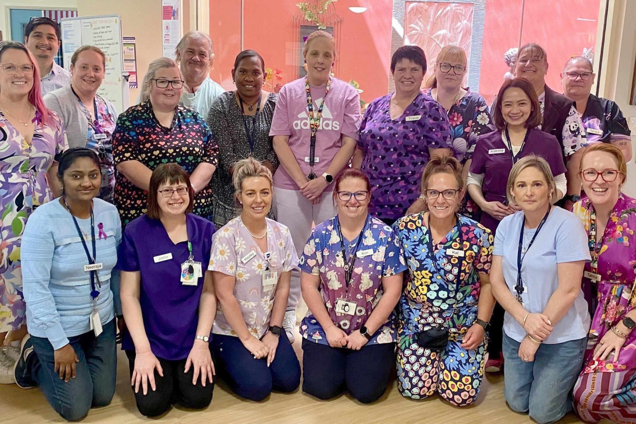 RNH Hopetoun staff members wear purple in support of Pancare last week.