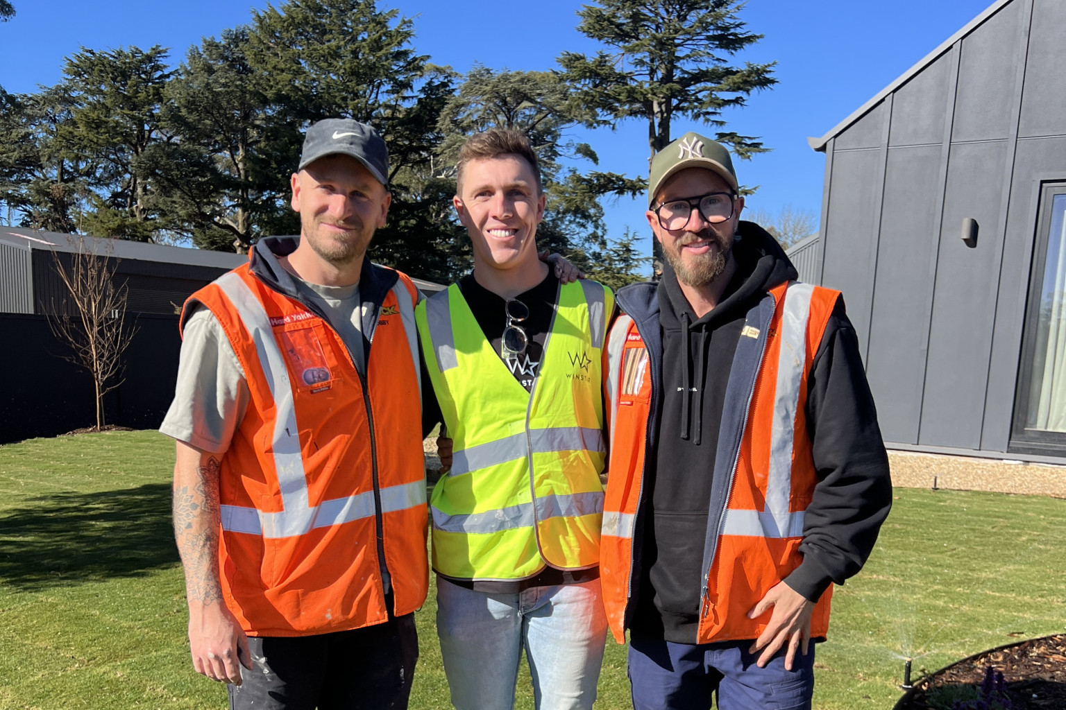 Sam Winfield (middle) with Robby and Mat with on The Block set.