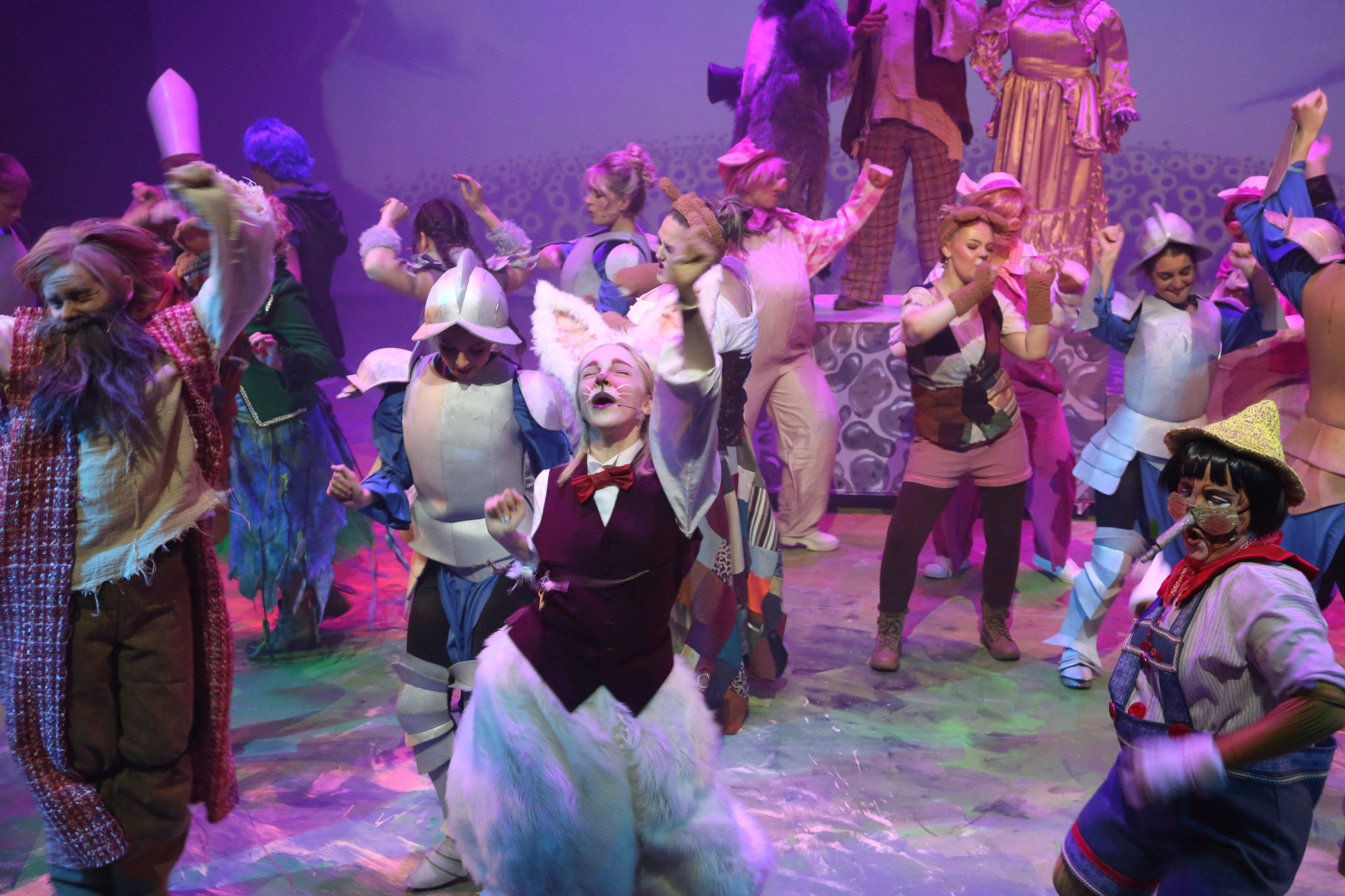 The ensemble of Shrek The Musical.