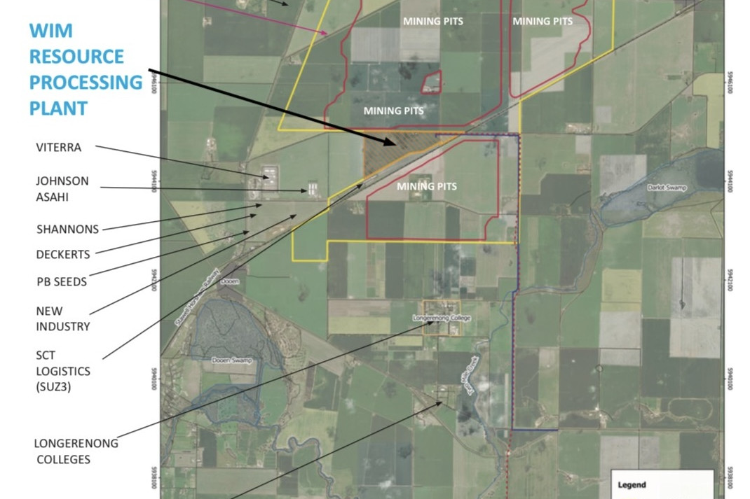 Proposed Avonbank Mine showing infrastructures and export market landmarks