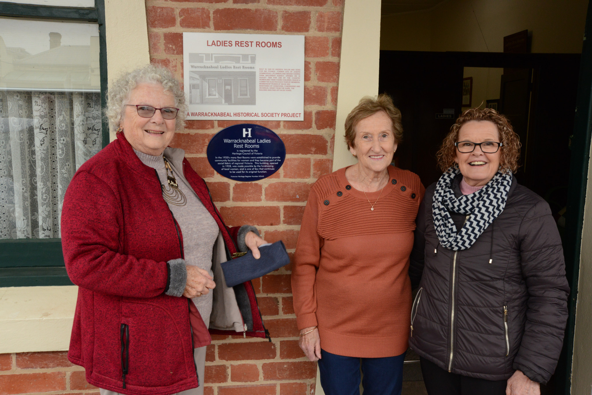 Rest Rooms committee president Eileen Sholl with treasurer Wendy Lovel and secretary Judi Schilling.