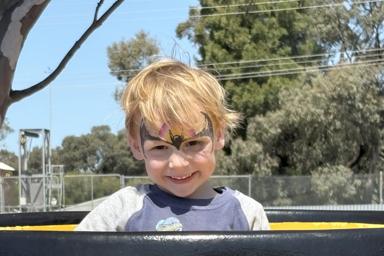 Koby, 4, rides in a spinning teacup at the 2024 Warracknabeal Show.