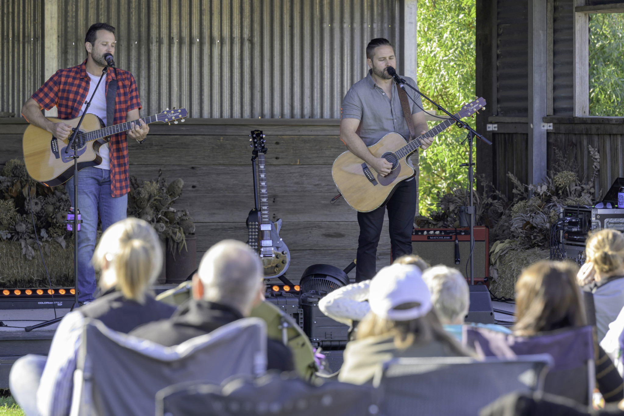 Sam Ludeman and Sam Russell performing on stage. Photo: ROBIN WEBB