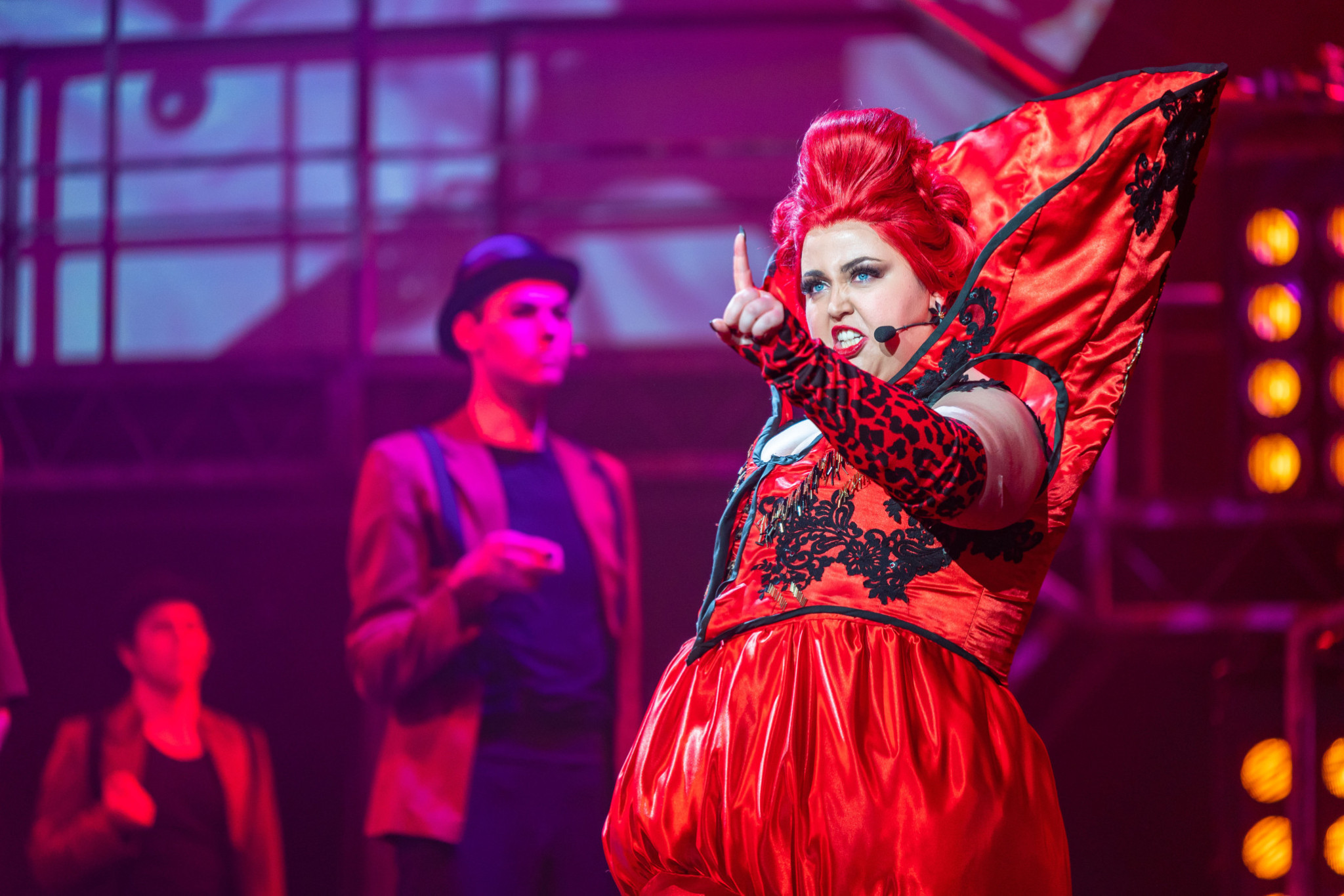 Jorja Polglase in action as Killer Queen in Bendigo Theatre Company's production of 'We Will Rock You'. Photo: DANIEL SONCIN