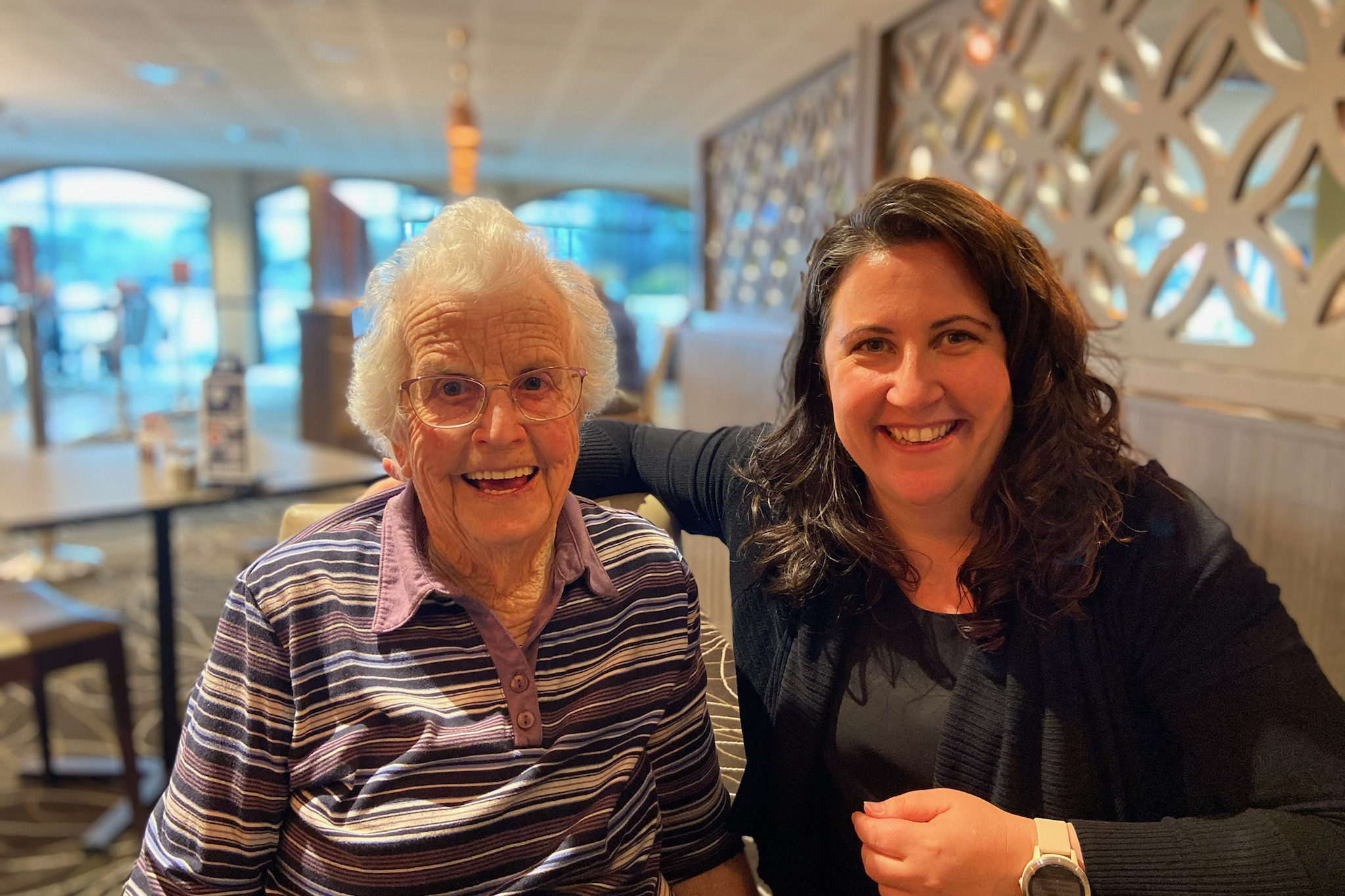 Hazel and Jackie Exell at Horsham's Sports and Community Club.