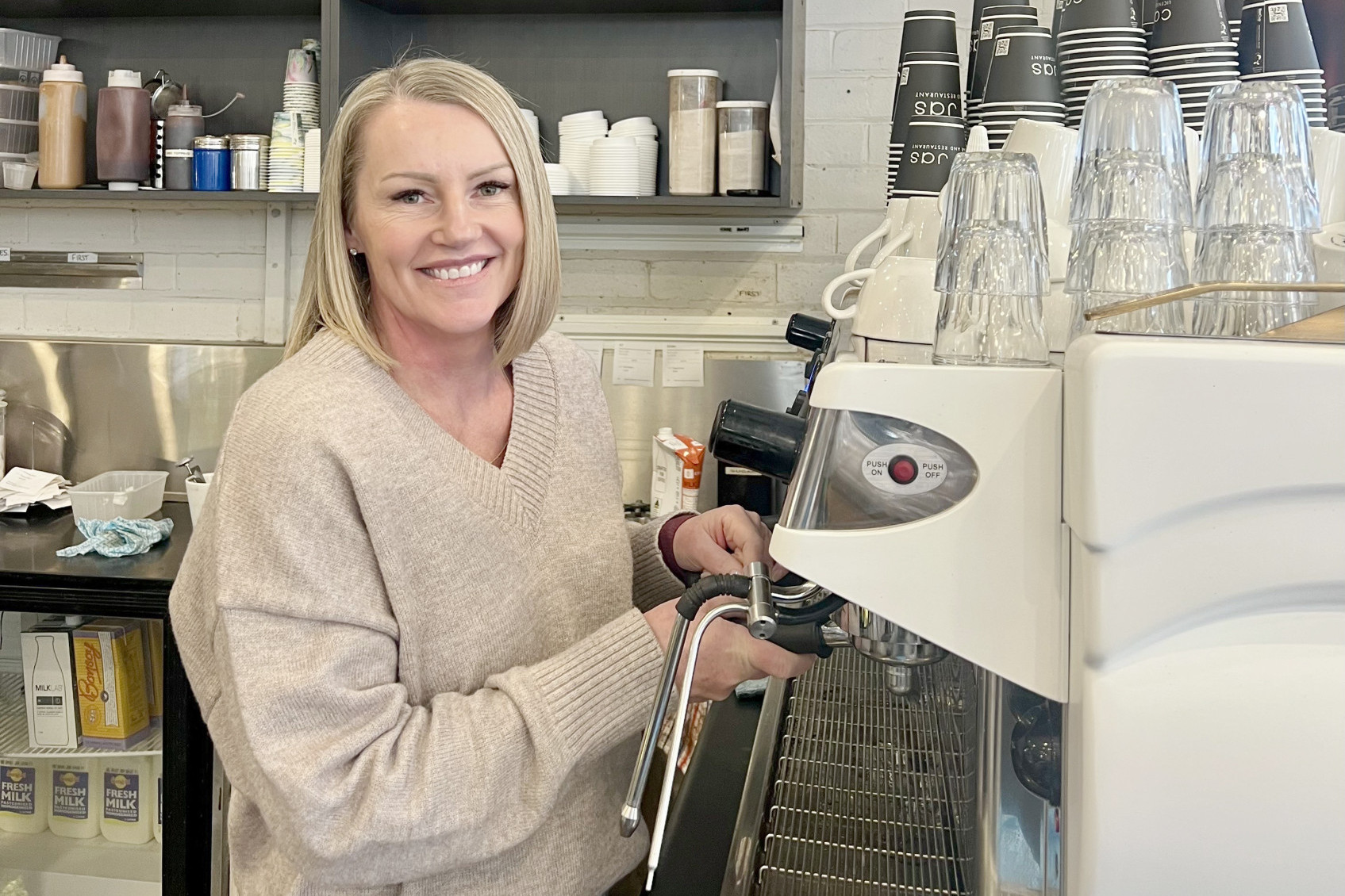 Cafe Jas owner Sharron Keating says loyal locals help keep the business thriving despite industry-wide challenges. Photo: TAYYAAB MASROOR