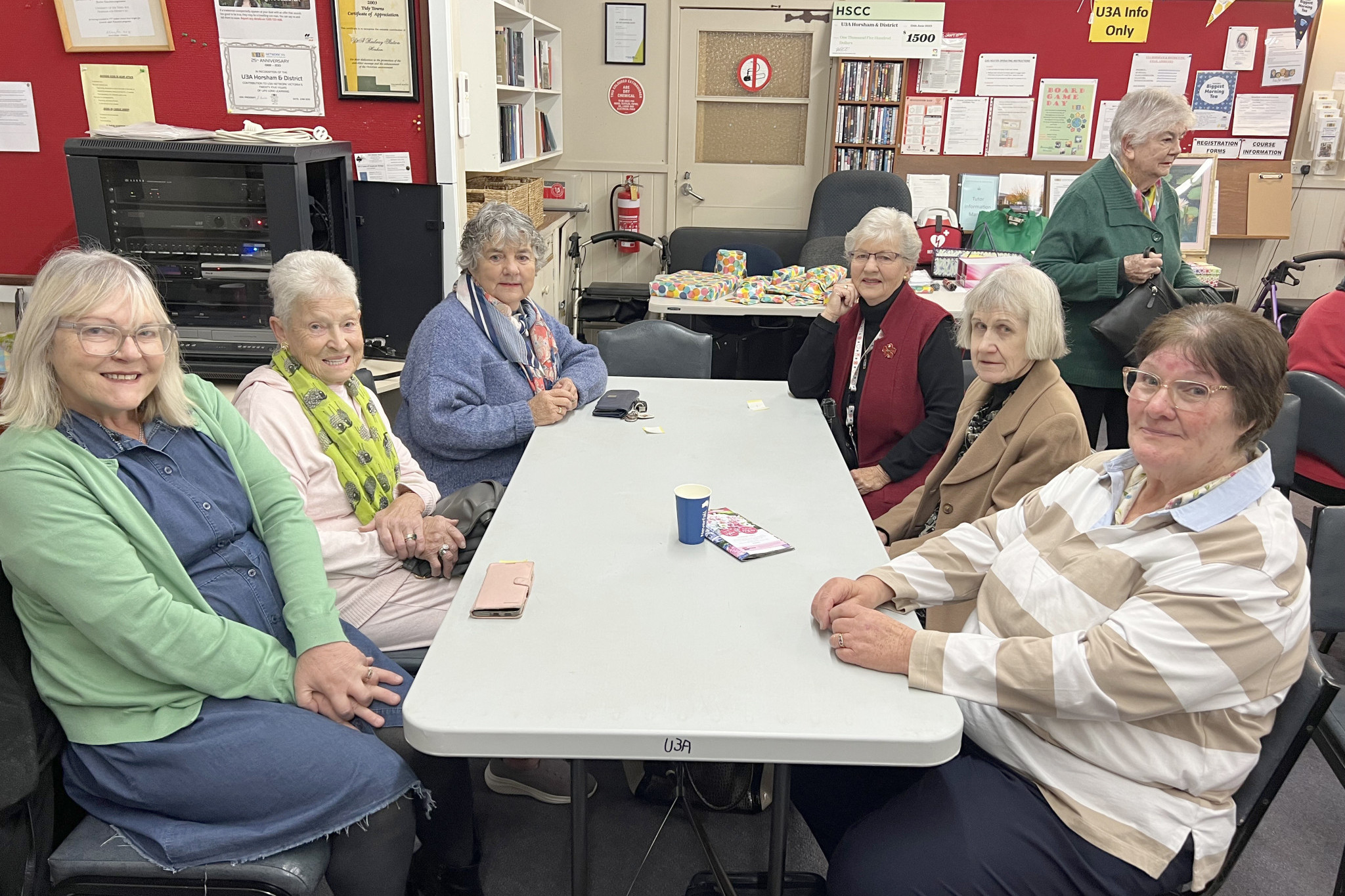 Mary, Bev, Pauline, Roni, Cheryl and Dianne at the U3A morning tea on Tuesday. Photo: TAYYAAB MASROOR
