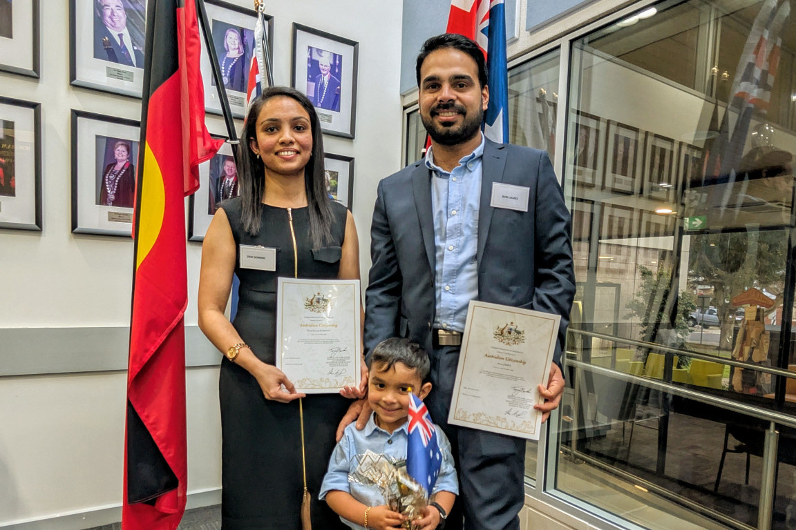 From South India to Horsham - Deni Dominic, Avin James and their three-year-old son, Noah James, received their Australian Citizenship on June 18 at HRCC's ceremony.