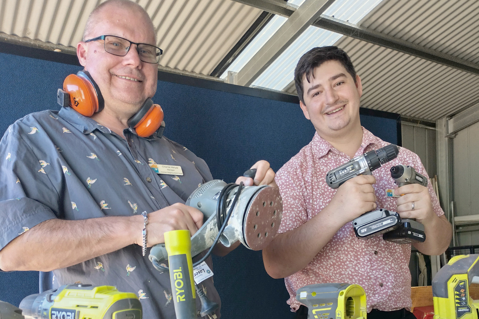 Charlie Helyar and assistant Caeleb Warren with some of the tools available.
