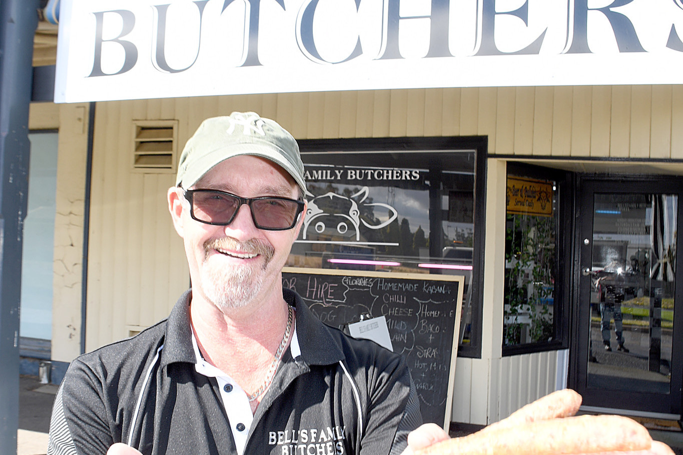 New Murtoa butcher Phil Bell, proprietor of Bell’s Butchers Murtoa, shows his house made cabana, part of an extensive range of home made smallgoods.