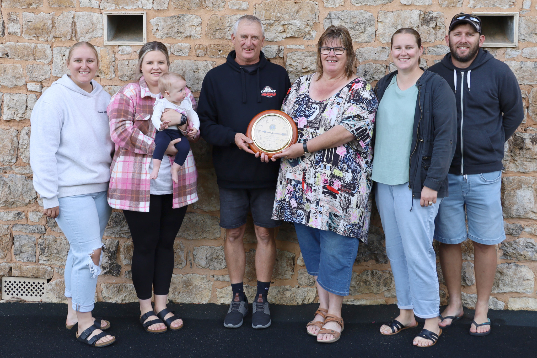 Russell and Norelle Eckermann with their family. From left: Bronte Eckermann, Hayley and Matilda McPhee, Russell Eckermann, Norelle Eckermann, Shelby Appledore and Ashley Eckermann