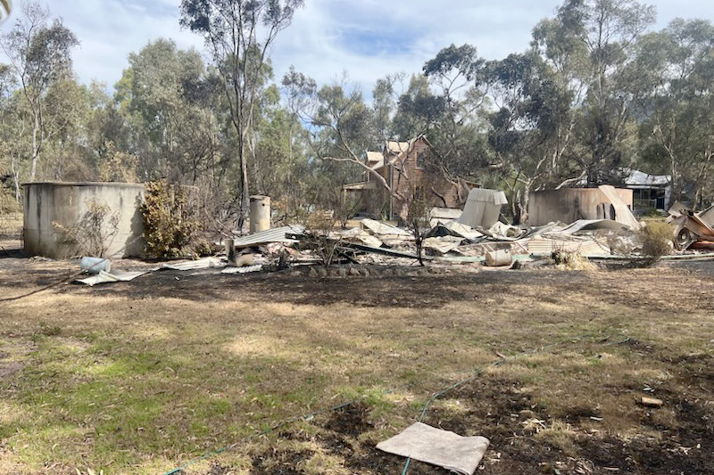 The ruins of the O'Connor's treasured family home after last week's fires tore through Pomonal.