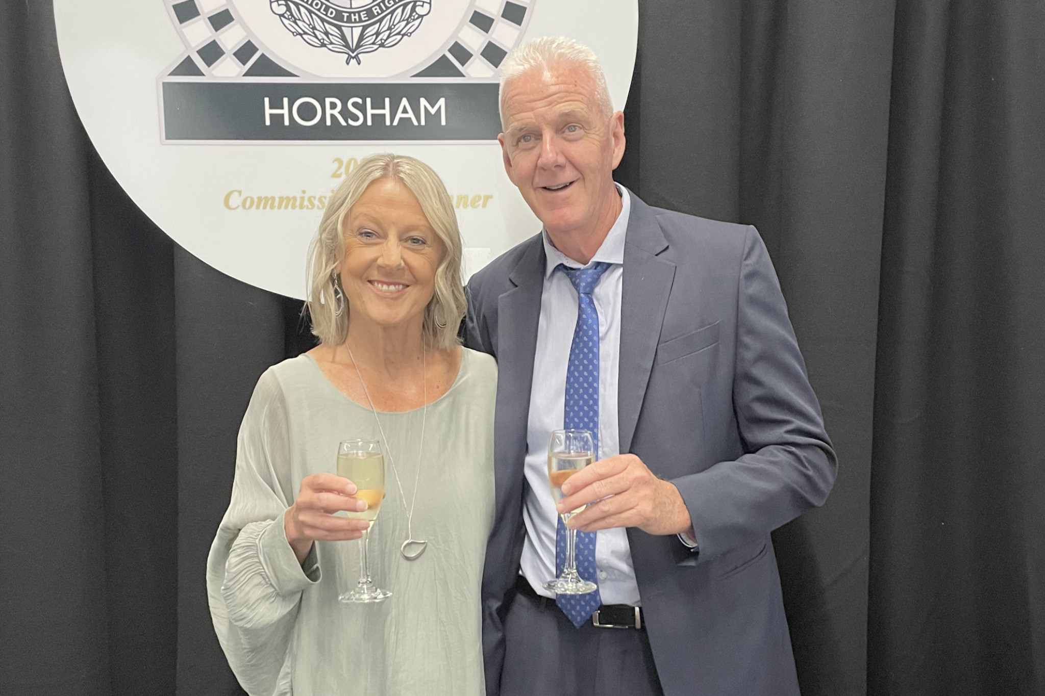 Superintendent Sharon McCrory with husband Rod McCrory at the 2023 Horsham Blue Ribbon Gala Dinner