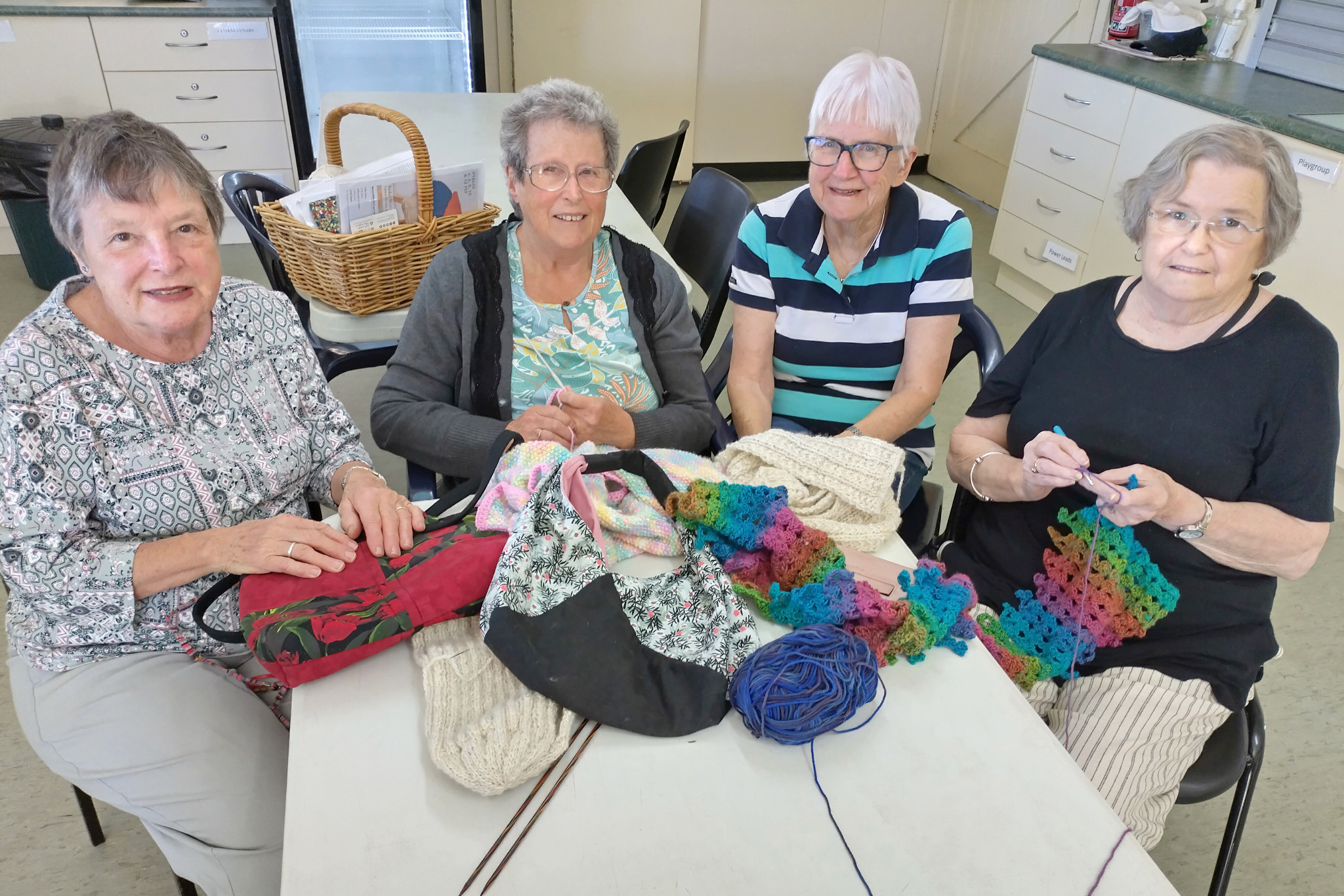Haven craft group organiser Rhonda Coffey with Jill Sinclair, Catherine Hill and Ann McDonald. CREDIT Faye Smith