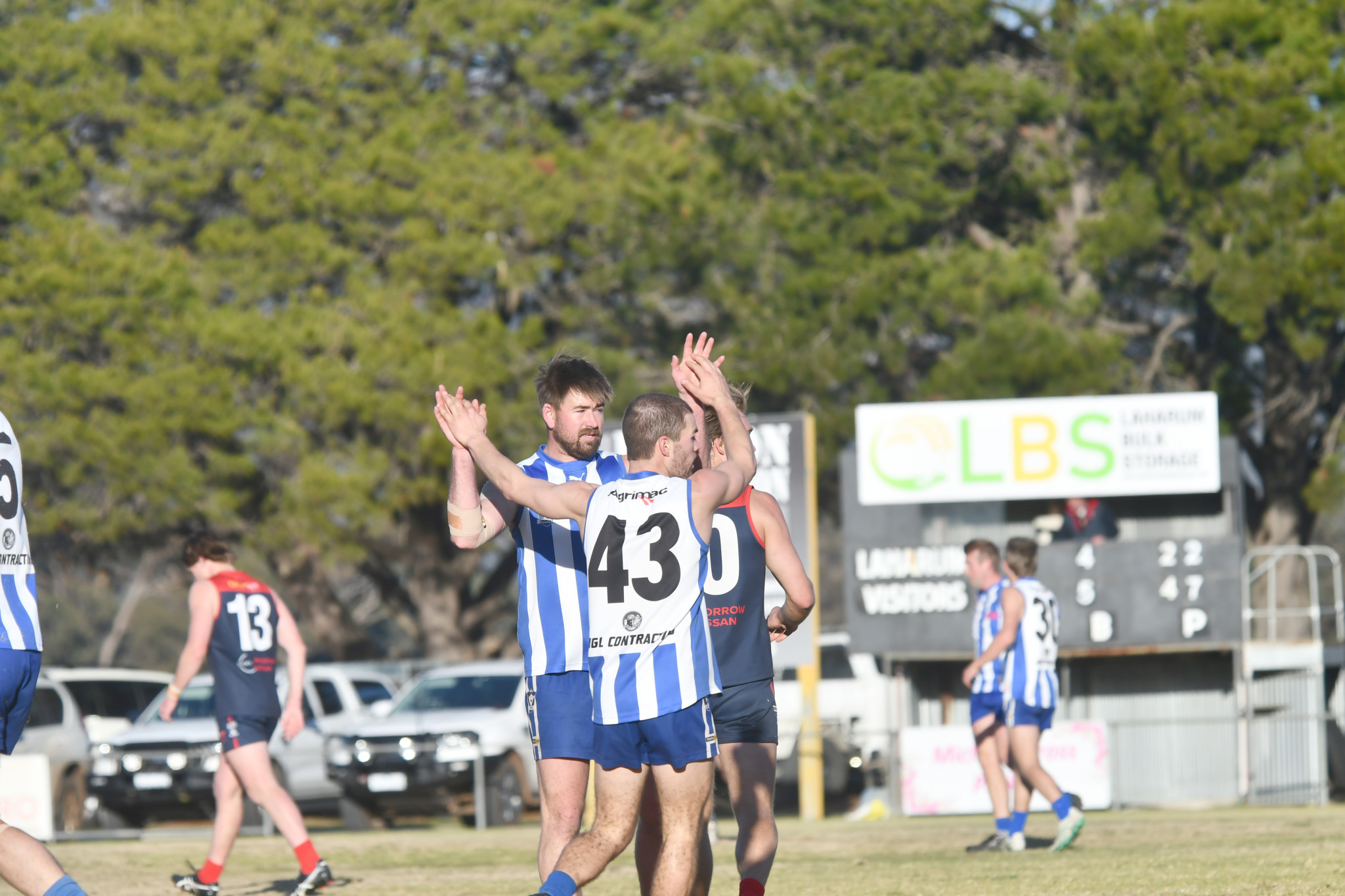 Harrow Balmoral celebrate a goal. Picture by MACKENZIE BOOK
