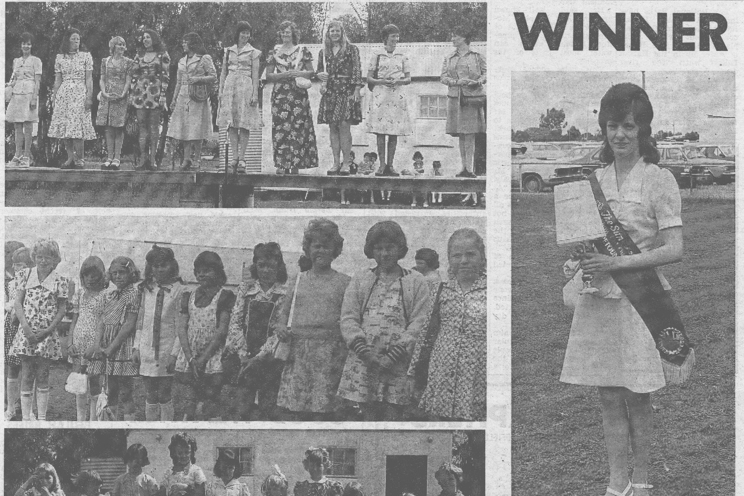 Pictured are entrants in the sections of Miss Show Girl, 1975, and winner of the senior section, Ardyn Smith (above). The other pictures show entrants in the various sections: TOP — Senior Miss Show Girl, CENTRE — Junior Miss Show Girl, and BOTTOM — Miss Tiny Tot.