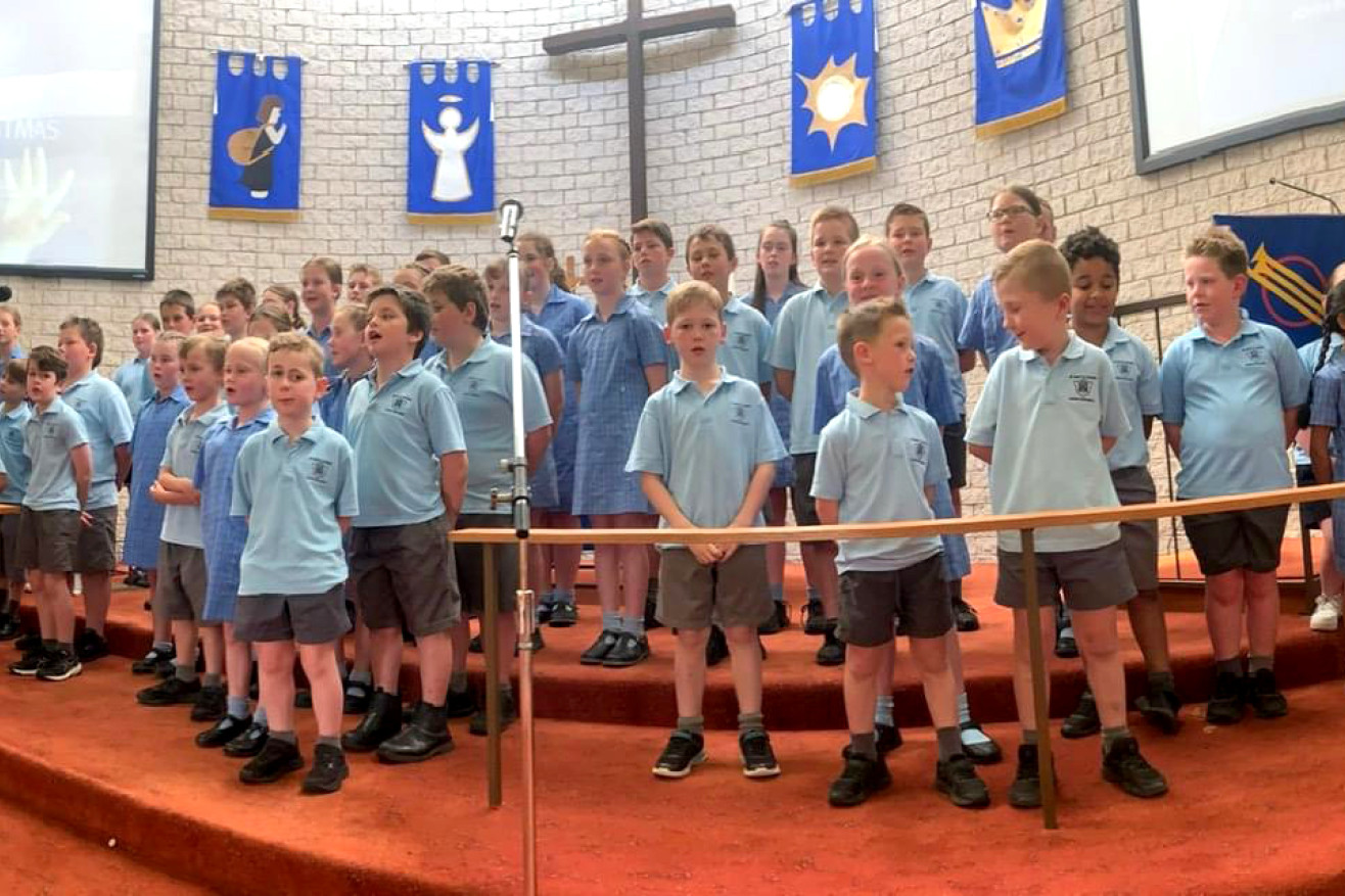 A children's choir sings at the Lutheran Church Prelude to Christmas.