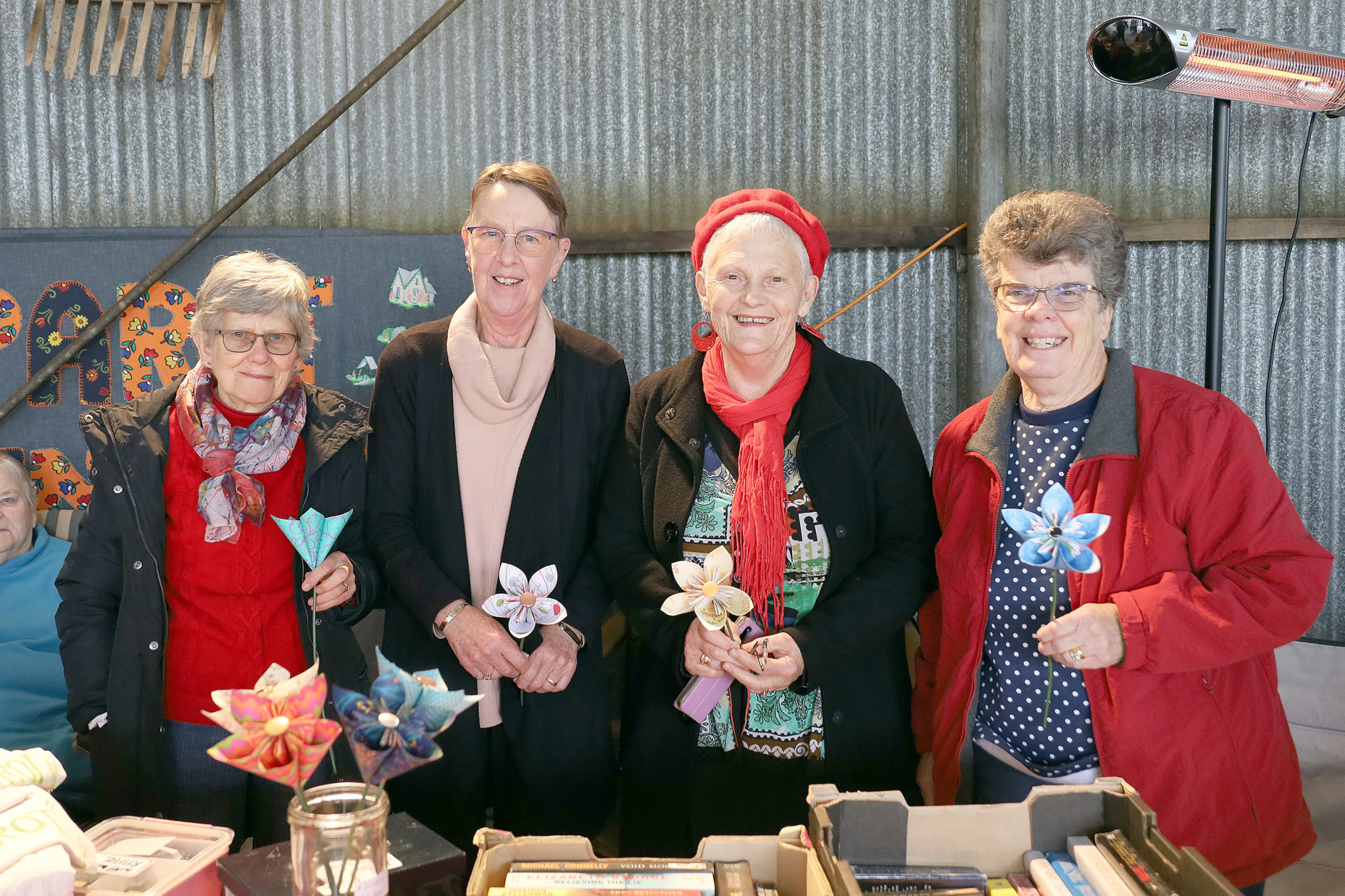 Jeparit Craft Group members Jenny Obst, Fay Gordes, Maxine Spokes and Rhonda Altmann had a stall at last year's rally.