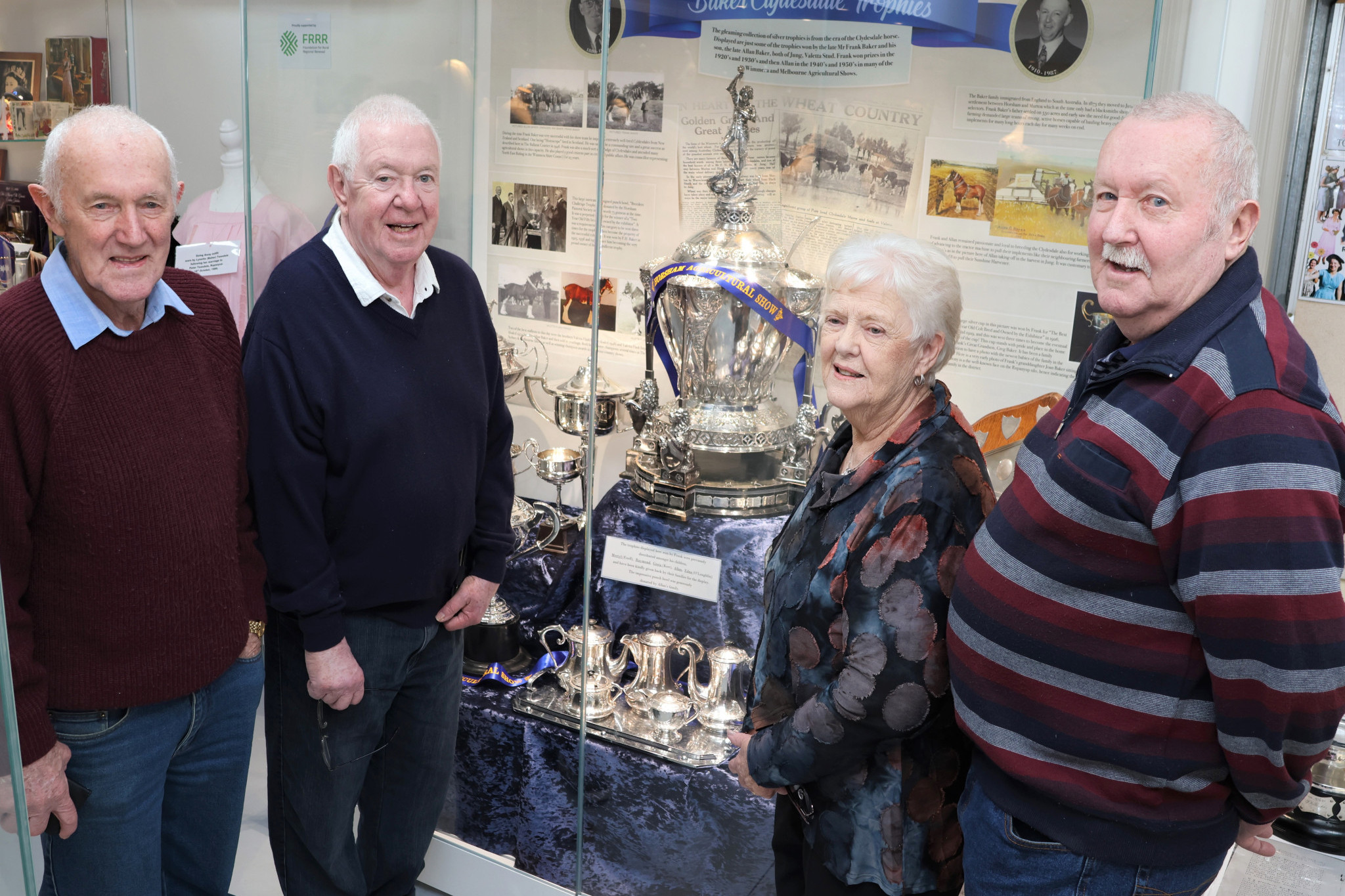 Family of Bakers who had procession of the very large trophy and wished to see it publicly displayed with all the other trophies won by their father (Alan Baker) and grandfather (Frank Baker).