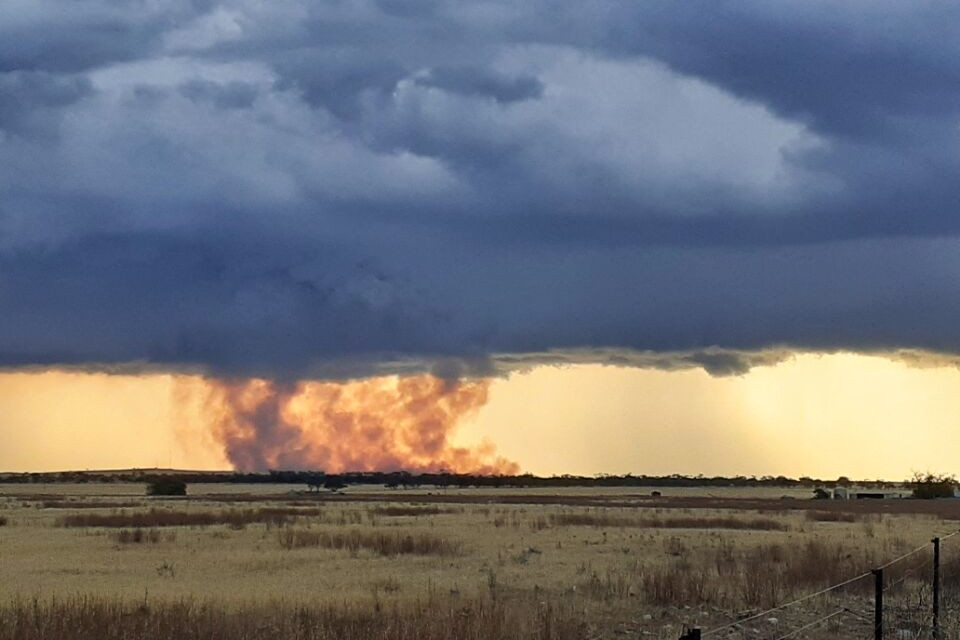 Columns of smoke could be seen from the Lake Albacutya fires.