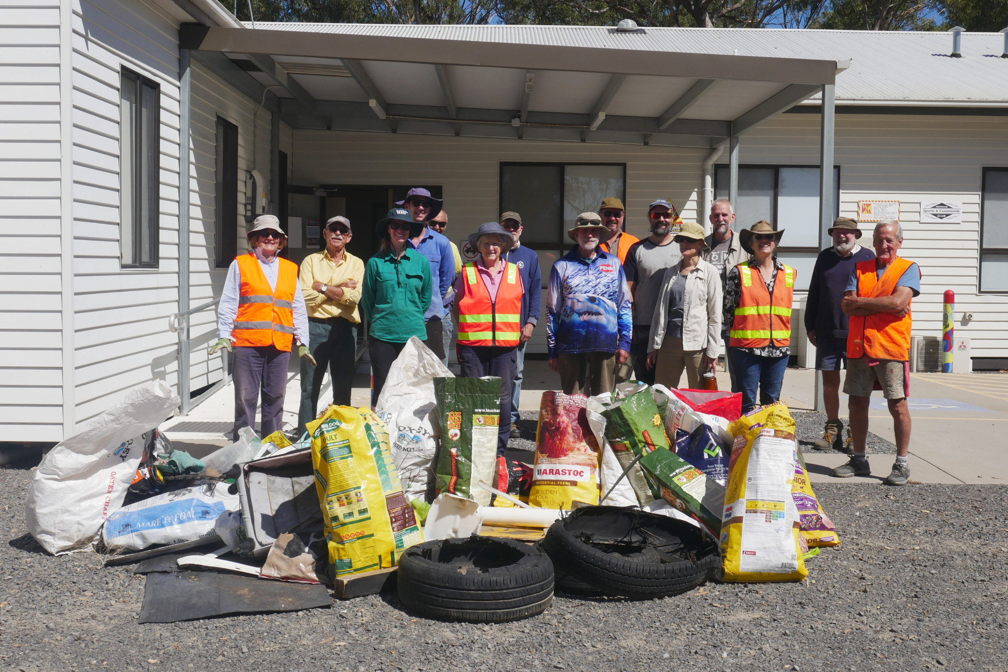 Laharum Landcare Group members with rubbish collected on Clean Up Australia Day this year.