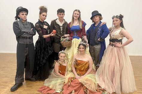 The principal cast: Jace Both as Herman the Henchman, Sienna Walsgott as the Evil Queen, Henry Overman as Prince Lorenzo, Paige Millar as Snow White, Orlan Hart as Muddles the Jester, Ella Lloyd as the Magic Mirror, Lola Bales as the Apprentice Fairy and Asha McGenisken as Fairy Goodhart.