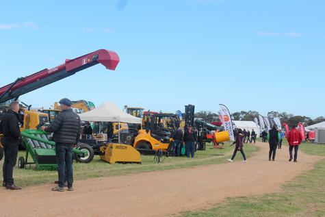 Visitors wander the circular Mallee Machinery Field Days site near Speed.