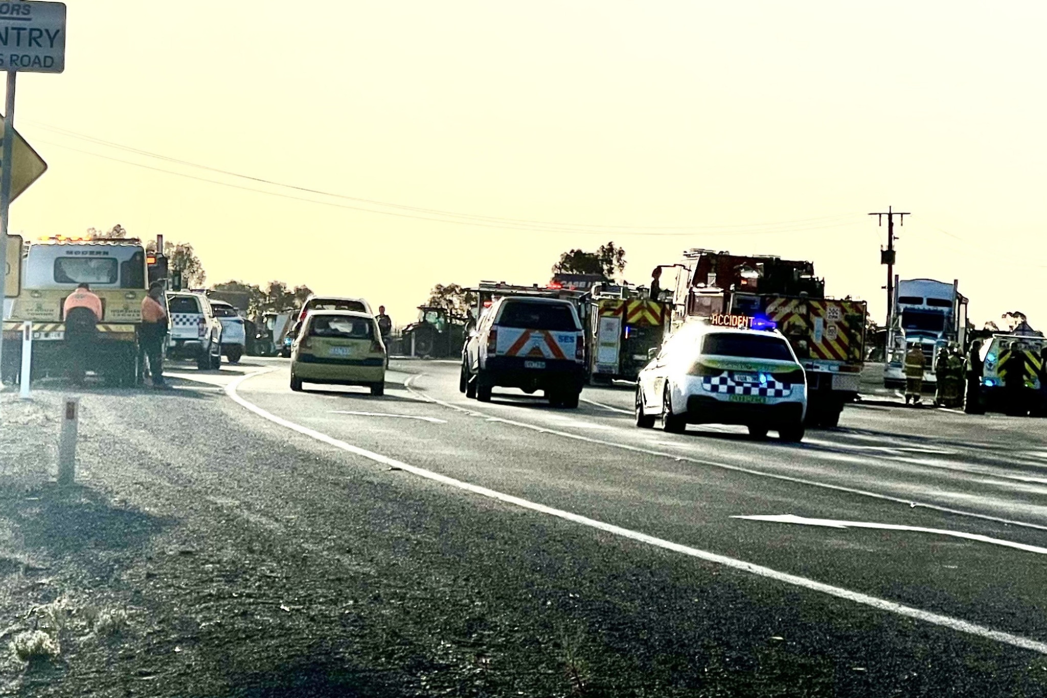 Emergency services responded to a car and truck collision on the Dimboola Road in Dooen on July 8. Photo: TAYYAAB MASROOR